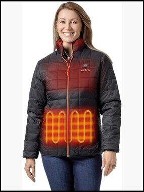 Lightweight Quilted Heated Jacket with Collar Heated Zones Battery